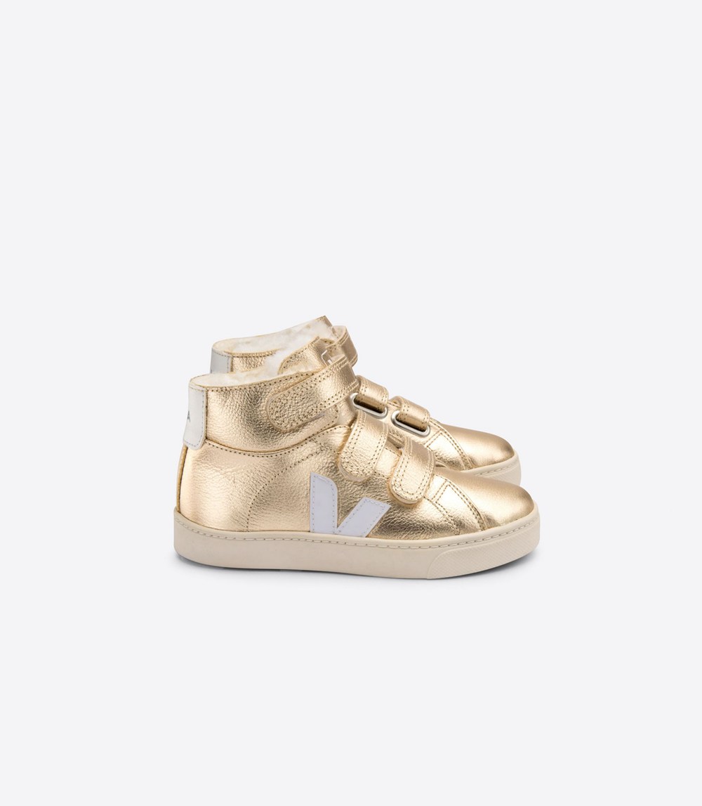 Veja Sneakers Kids - Esplar Mid Leather - Gold/White - 0419RFMOC